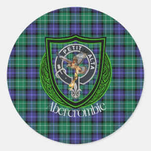 Abercrombie Scottish Clan Tartan & Crest Classic Round Sticker