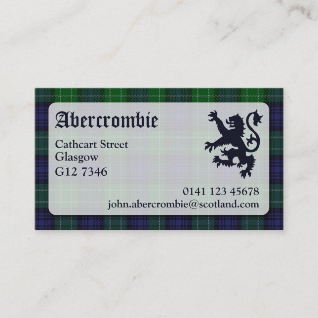 Abercrombie Tartan Carte de visite (Devant)