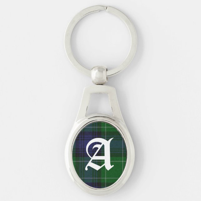 Abercrombie Tartan Plaid Monogram Key Chain (Front)