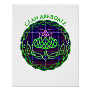 Aberdale Scottish Tartan Celtic Thistle Poster