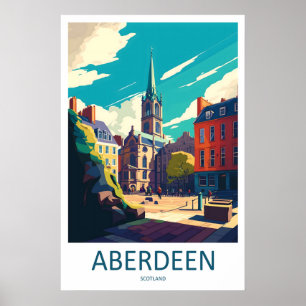 Aberdeen England Travel Poster Vintage Ski