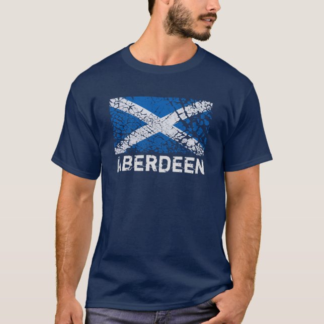 Aberdeen + Grunge Scottish Flag T-Shirt (Front)