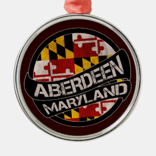 Aberdeen Maryland flag grunge round ornament