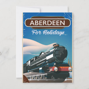 Aberdeen Scotland vintage train travel poster Invitation