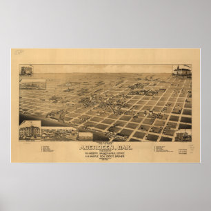 Aberdeen South Dakota 1883 Antique Panoramic Map Poster