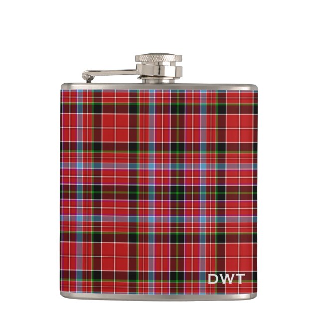 Aberdeen Tartan Monogram Hip Flask (Front)