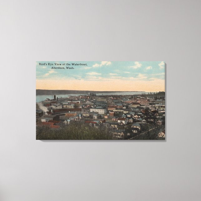Aberdeen, WA - Bird's Eye View of Waterfront Canvas Print (Front)