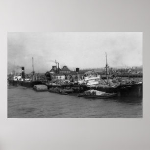 Aberdeen, WA - View of Waterfront and Shipping Poster