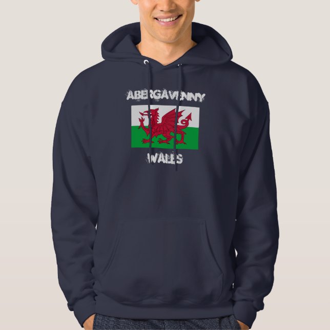 Abergavenny, Wales with Welsh flag Hoodie (Front)