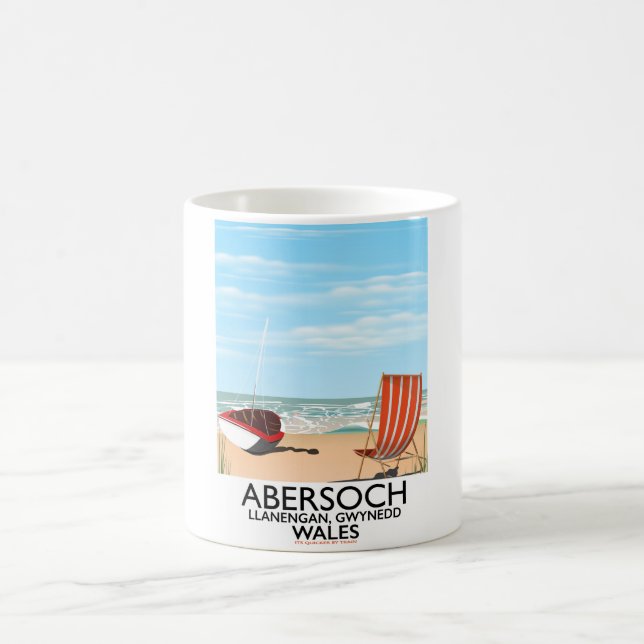 Abersoch Llanengan in Gwynedd, Wales travel poster Coffee Mug (Center)