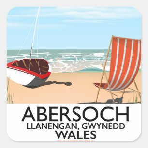 Abersoch Llanengan in Gwynedd, Wales travel poster Square Sticker