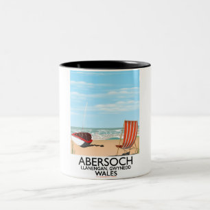 Abersoch Llanengan in Gwynedd, Wales travel poster Two-Tone Coffee Mug