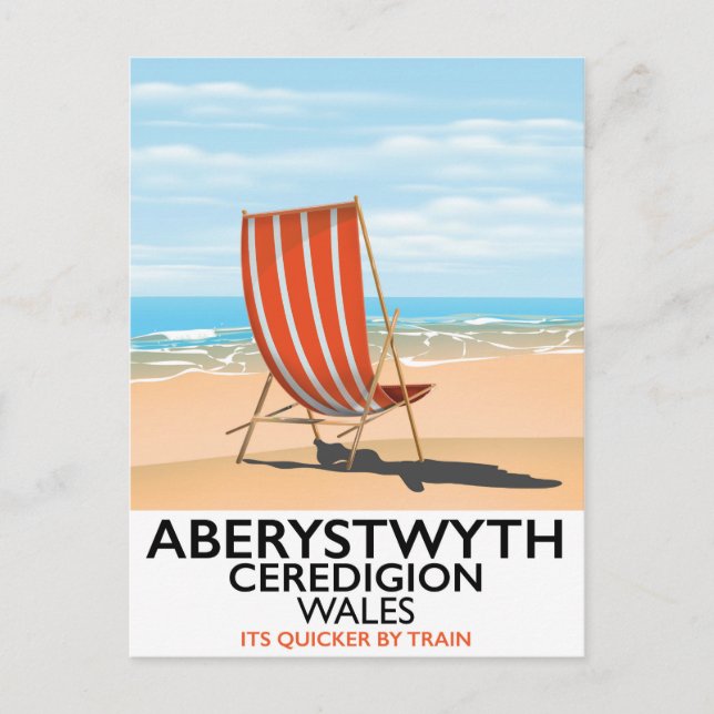 Aberystwyth Wales seaside travel poster Postcard (Front)