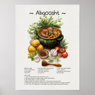 Abgoosht Recipe Poster – Persian Food Illustration
