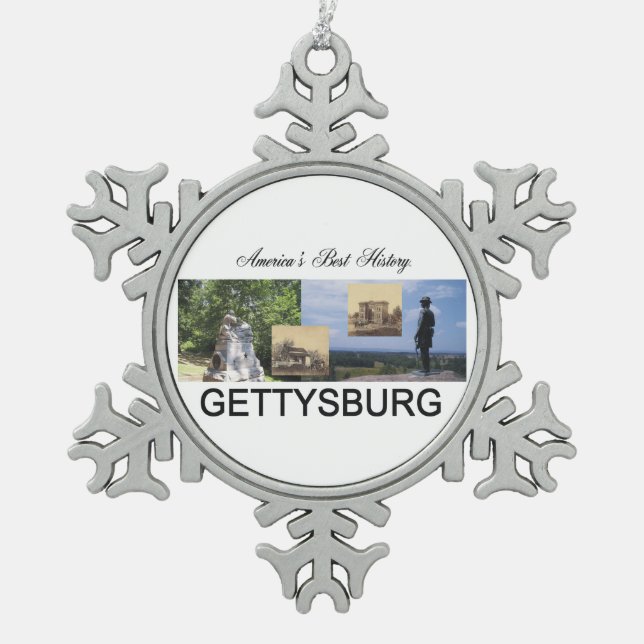 ABH Gettysburg Snowflake Pewter Christmas Ornament (Front)