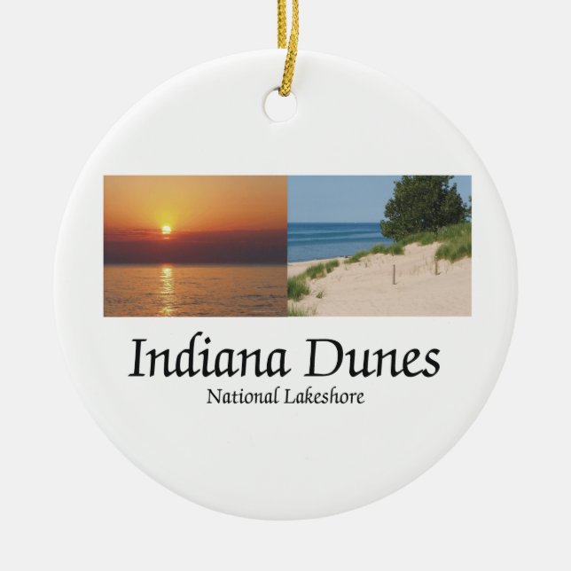 ABH Indiana Dunes Ceramic Ornament (Front)