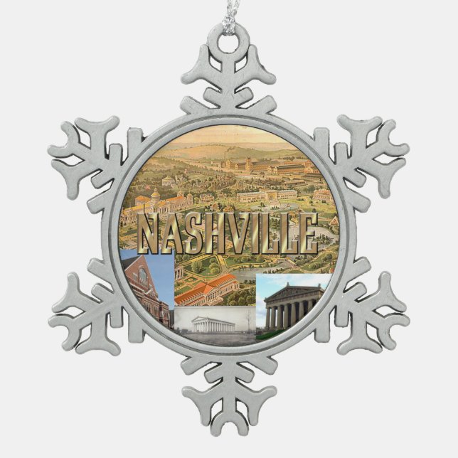 ABH Nashville Snowflake Pewter Christmas Ornament (Front)
