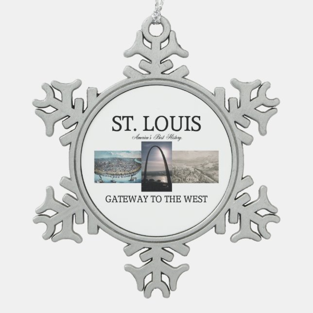 ABH St. Louis Gateway Snowflake Pewter Christmas Ornament (Front)