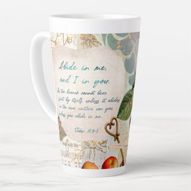 Abide in Me Fruitful Faith Art Journal Latte Mug (Left Angle)