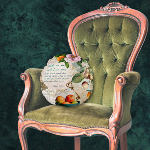 Abide in Me Fruitful Faith Round Pillow