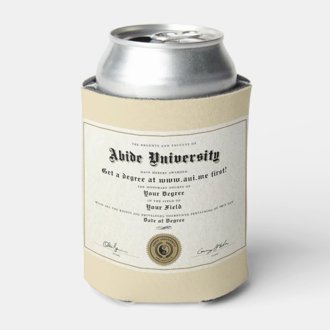 Abide University Degree Can Cooler (Can Front)