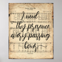 Abide with Me Scripted Hymn Print