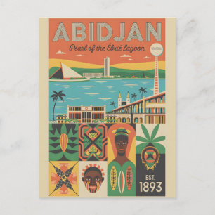 Abidjan Côte d'Ivoire Retro Travel Poster Art Holiday Postcard