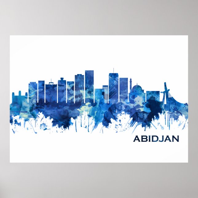 Abidjan Ivory Coast Skyline Blue Poster (Front)
