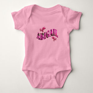 Abigail, Girls Name Logo Made From Pink Flowers, B Baby Bodysuit