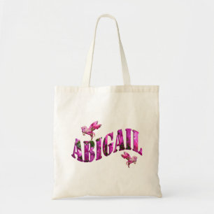 Abigail, Girls Name Logo Made From Pink Flowers, Tote Bag