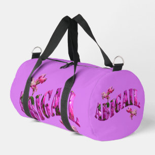 Abigail Girls Name Made From Pink Flowers, Duffle Bag