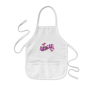 Abigail Girls Name Made From Pink Flowers, Kids Apron