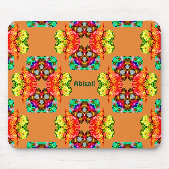 ABIGAIL~ Golden Bows Pattern ~ Personalised Mouse Pad (Front)