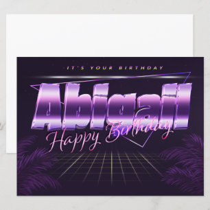 Abigail Nom Prénom lila retro Carte Anniversaire