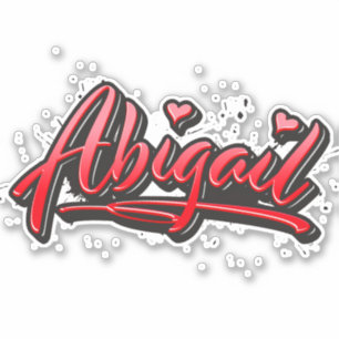 Abigail red Heart Graffiti Sticker