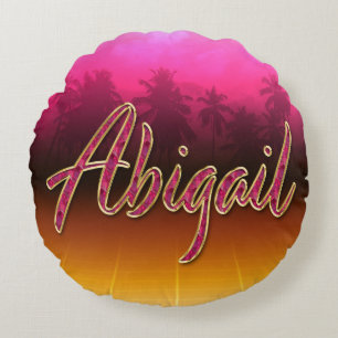 Abigail Vorname Name golden pink Kissen Round Pillow