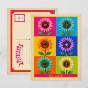 Abilene Postcard Kansas Sunflower Vintage Pop Art