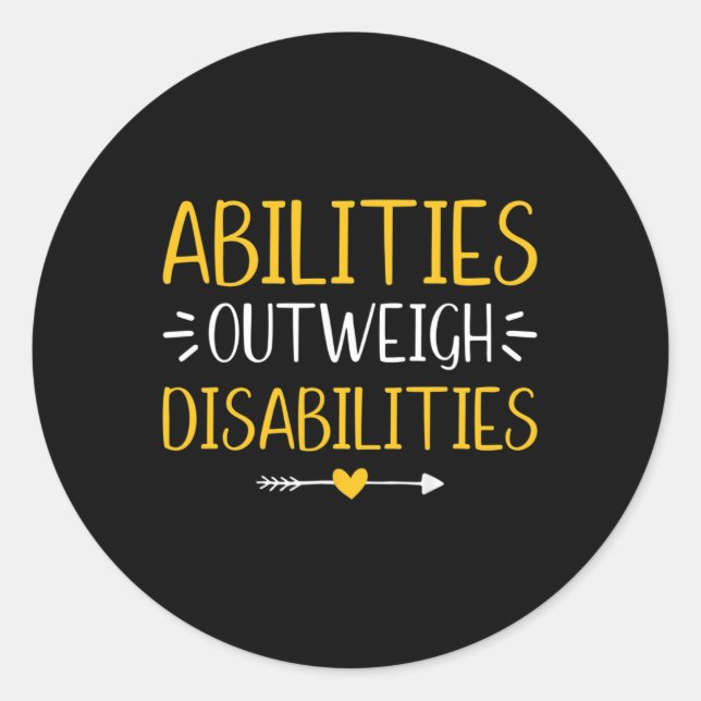 Abilities Outweigh Disabilities Autism Awareness M Classic Round Sticker (Front)