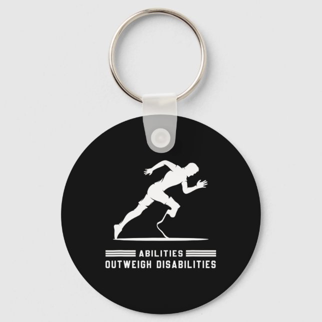 Abilities Outweigh Disabilities Running Marathon 2 Keychain (Front)