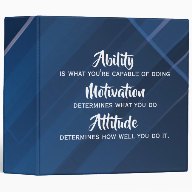 Ability, Motivation, Attitude Quote, Blue Abstract Binder (Front/Spine)