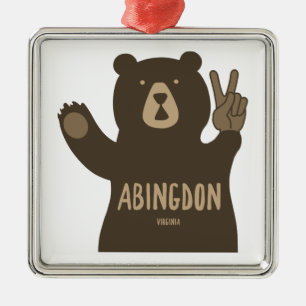 Abingdon Virginia Peace Bear Metal Ornament