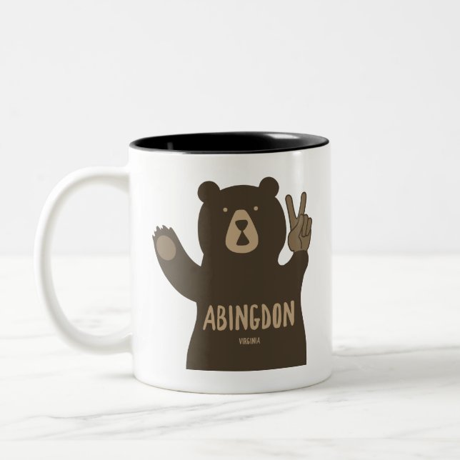 Abingdon Virginia Peace Bear Two-Tone Coffee Mug (Left)