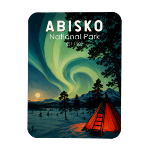 Abisko National Park Northern Lights Illustration Magnet
