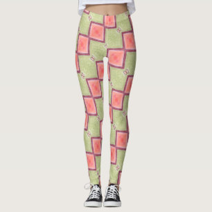 ABL - 069 - Green and Salmon butterfly Leggings
