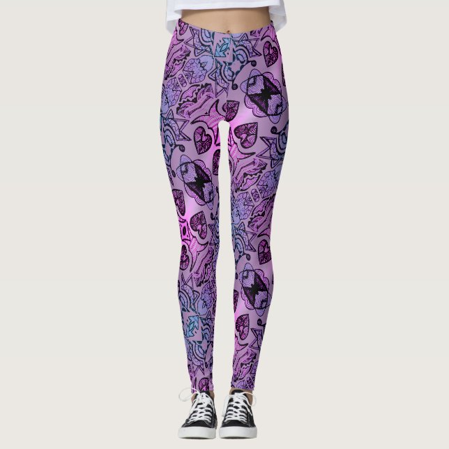 ABL - 159 - Coeurs brillants - Leggings (Devant)