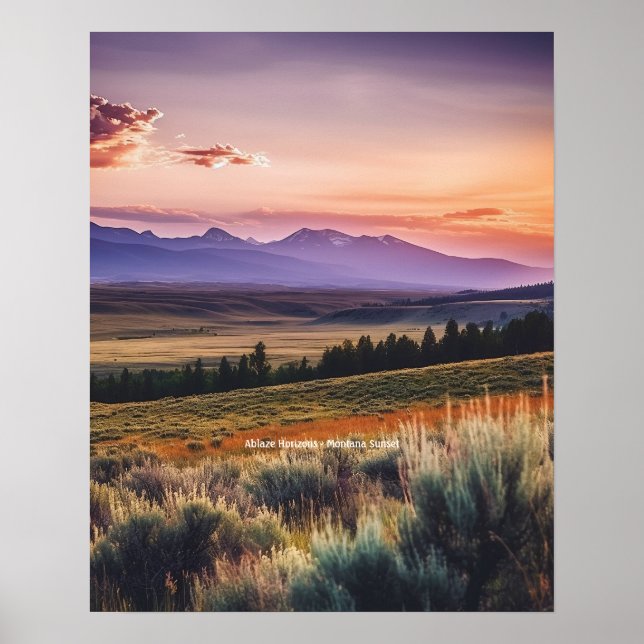 Ablaze Horizons - Montana Sunset Poster (Front)
