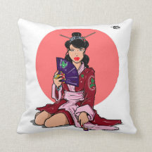 Able Abe Studios Painting Geisha Throw Pillow