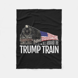 Aboard The Trump Train 2020 American Flag Reelect Fleece Blanket