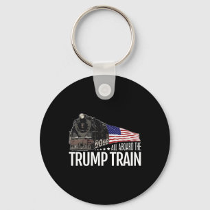 Aboard The Trump Train 2020 American Flag Reelect Keychain