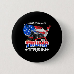 Aboard The Trump Train 2022 American Flag 2 Inch Round Button